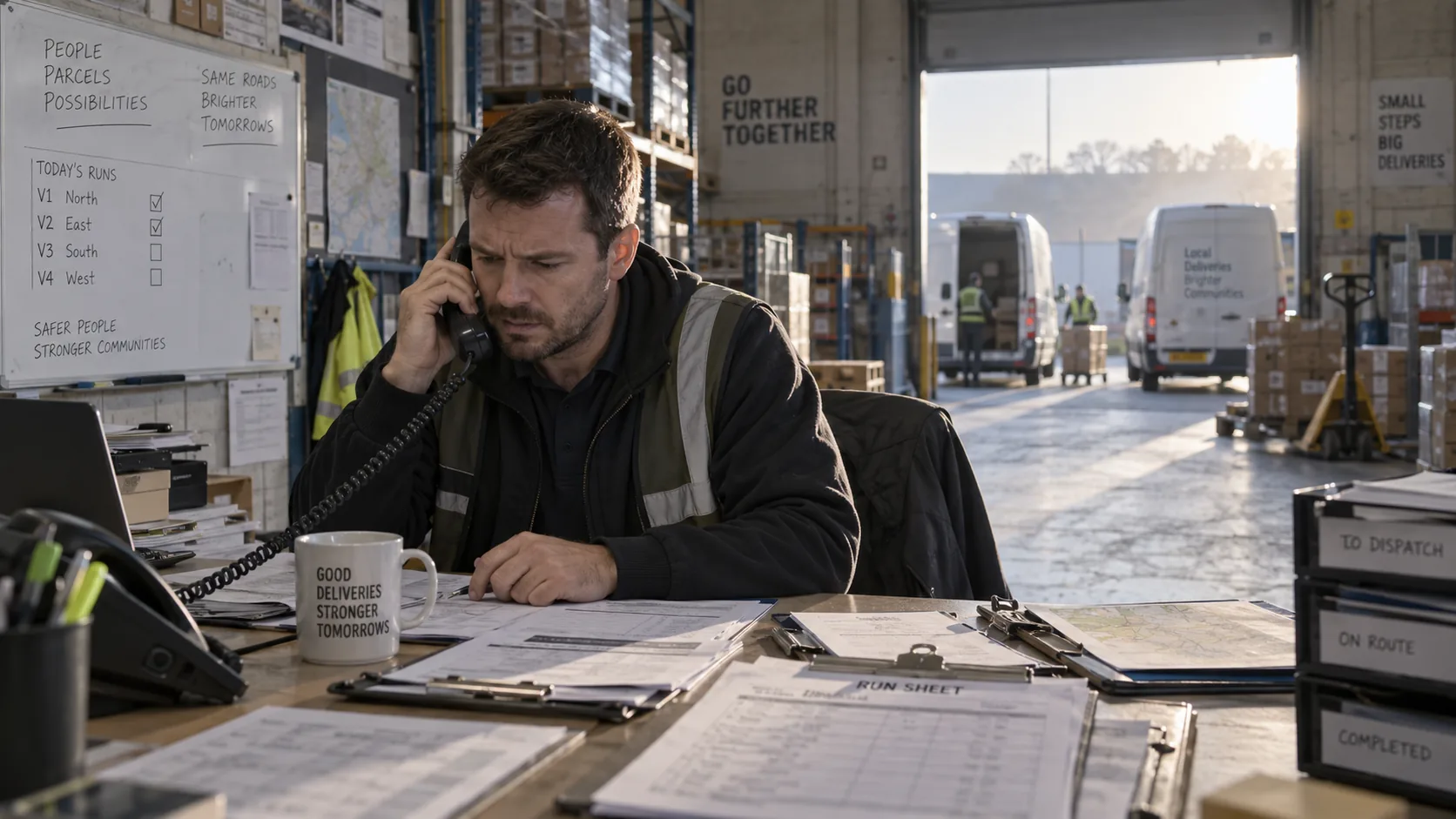 Dispatch desk at the start of a delivery day